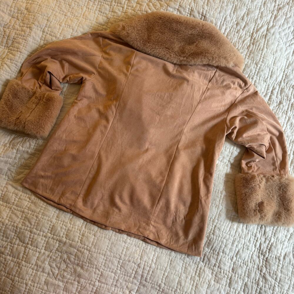 Penny Lane Faux Suede & Faux Fur Coat Boho Almost Famous 1970s Vibe — M - Picture 9 of 15